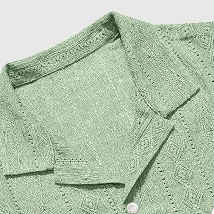 Men's Short Sleeve Lace Lapel Shirt | Solid Color | Elegant Design | Breathable Fabric | Classic Lapel Collar | Versatile Styling | Sophisticated Fashion | Casual & Semi-Formal Wear