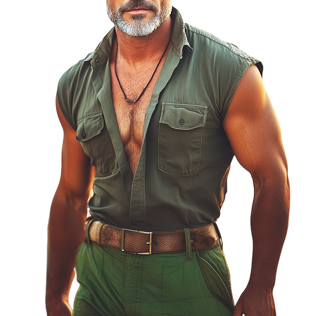 Men's Retro Sleeveless Shirt | Casual Lumberjack Style | Washed Vintage Look | Lapel Collar | Comfortable & Durable | Versatile Wardrobe Essential
