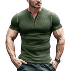 Men's T-Shirt | Textured Short Sleeve Henley Neck | Casual Comfortable Style | Premium Fabric | Buttoned Placket | Versatile Everyday Wear | Multiple Colors | Durable & Soft | Regular Fit