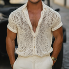 Men's Casual Knit Shirt | Solid Color | Short Sleeve Lapel Collar | Breathable Fabric | Stylish Everyday Wear | Versatile Summer Top | Available in Various Sizes