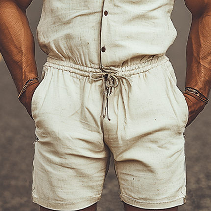 Men's Hooded Cotton Linen Jumpsuit | Spring Summer Style | Western Embroidered Shirt Design | Relaxed Fit | Fashionable & Functional | Lightweight & Breathable | Perfect for Casual Outings & Festivals