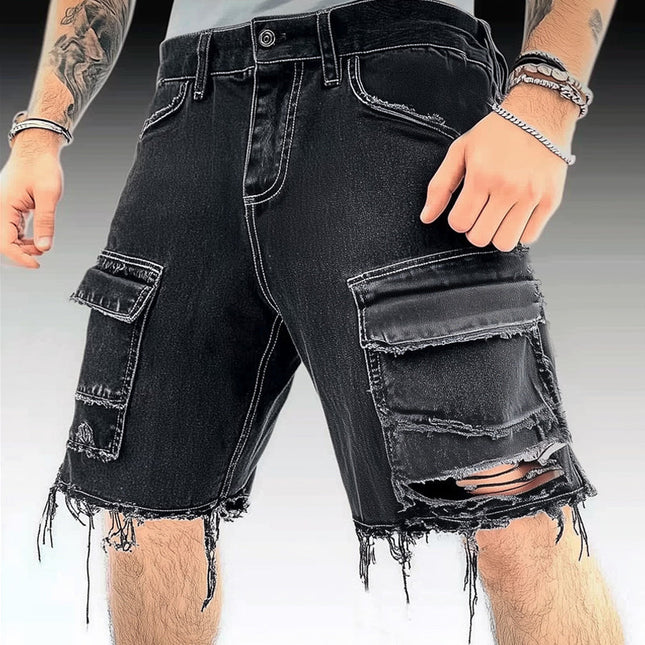 Men's Ripped Denim Shorts | Summer Fashion | Distressed Casual Style | Modern Fit | Durable Stretch Denim | Functional Pockets | Sizes S-3XL | Trendy Edgy Look