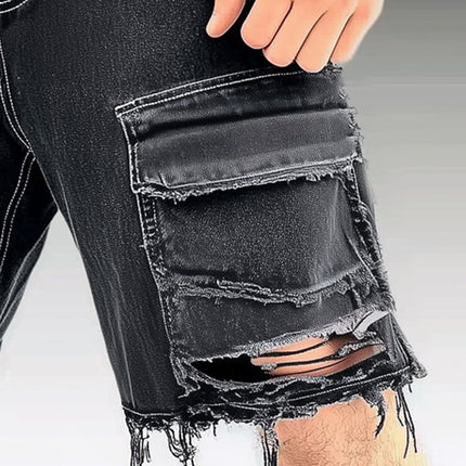 Men's Ripped Denim Shorts | Summer Fashion | Distressed Casual Style | Modern Fit | Durable Stretch Denim | Functional Pockets | Sizes S-3XL | Trendy Edgy Look