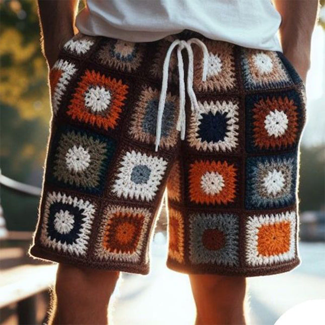 Men's Jacquard Knit Shorts | Summer Fashion | Elastic Waistband with Drawstring | Breathable Cotton Blend | Relaxed Fit | Sizes S-3XL | Side Pockets | Stylish Textured Patterns