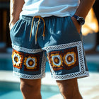 Men's Embroidered Lace-Up Shorts | Summer Fashion | Adjustable Fit | Cotton Blend | Breathable Material | Beach Wear | Elastic Waistband | Versatile Casual Style | Comfortable and Durable | Multiple Colors & Sizes