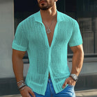 Men's Breathable Mesh Short Sleeve Shirt | Summer Solid Color | Casual Dress Top | Comfortable and Versatile | Sizes S to 3XL | Ideal for Warm Weather | Easy Care | Regular Fit