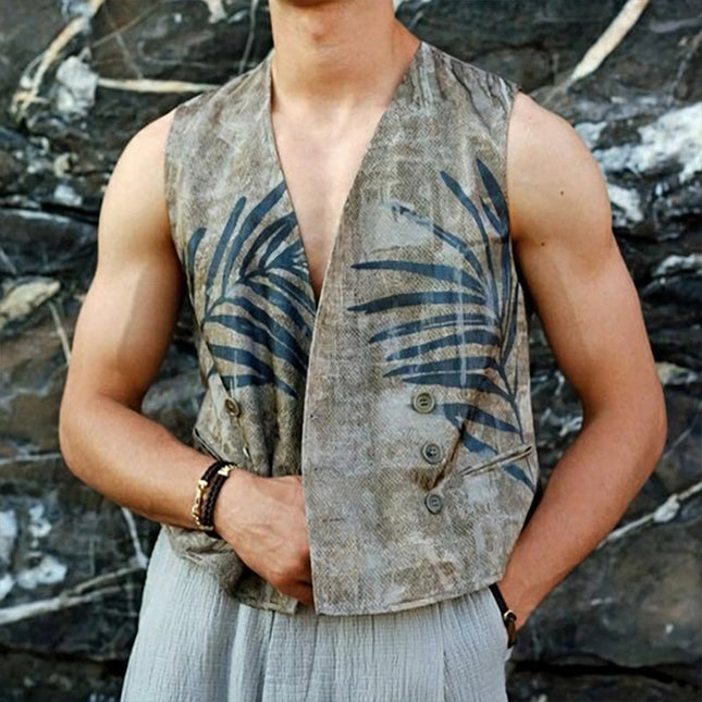 Men's Vintage Style Retro Print Vest | Summer Fashion | Three-Button | Lightweight | Versatile Layering | Classic Tailored Look | Durable Fabric Blend | Available in S to 3XL | Perfect for Smart-Casual Outfits