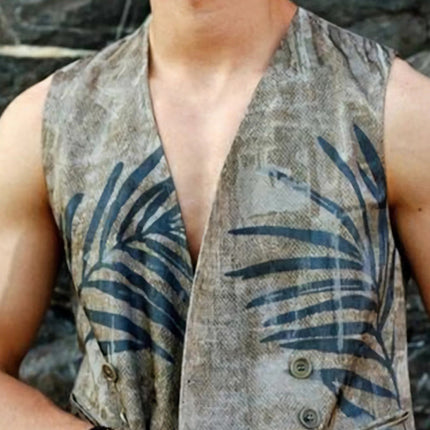Men's Vintage Style Retro Print Vest | Summer Fashion | Three-Button | Lightweight | Versatile Layering | Classic Tailored Look | Durable Fabric Blend | Available in S to 3XL | Perfect for Smart-Casual Outfits