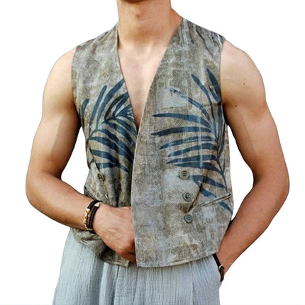 Men's Vintage Style Retro Print Vest | Summer Fashion | Three-Button | Lightweight | Versatile Layering | Classic Tailored Look | Durable Fabric Blend | Available in S to 3XL | Perfect for Smart-Casual Outfits