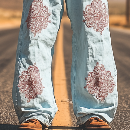 Men's Tencel Denim Pants | Spring Summer Fashion | Casual Western Style | Embroidered Design | Breathable Fabric | Versatile and Comfortable | Relaxed Fit | Easy Maintenance | Ideal for Warm Weather