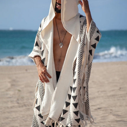 Summer Men's Hooded Cape Shirt | Casual Vacation Top | Lightweight & Breathable | Relaxed Fit | S-3XL | Ideal for Beach Outings & City Exploration | Trendy Cape-Style Silhouette | Comfortable Summer Wear