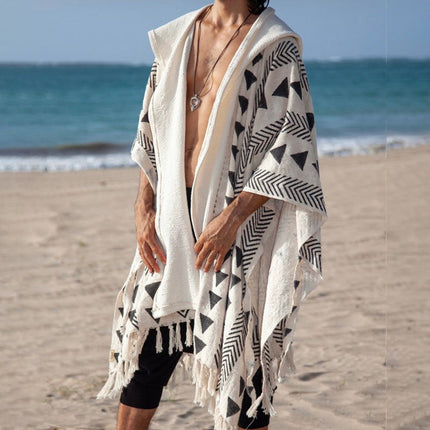 Summer Men's Hooded Cape Shirt | Casual Vacation Top | Lightweight & Breathable | Relaxed Fit | S-3XL | Ideal for Beach Outings & City Exploration | Trendy Cape-Style Silhouette | Comfortable Summer Wear