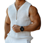 Men's Soft Knit Tank Top | Zipper V-Neck | Slim Fit | Casual Sleeveless Shirt | Versatile Summer Wear | Comfortable Breathable Fabric