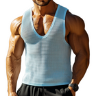 Men's U-Neck Slim Fit Waffle Knit Tank Top | Stylish Lightweight Sleeveless Shirt | Casual Summer Layering Apparel | Breathable Fitted Design | Versatile Warm Weather Fashion for Men