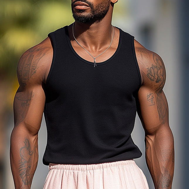 Men's Knitted Vest | Summer Fashion | Natural Comfort | Lightweight Breathable Sleeveless | Classic Style