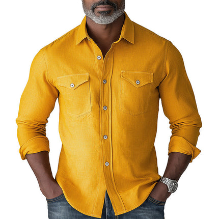 Men's Long-Sleeved Shirt | Summer Fashion | Natural Cotton Linen | Comfortable Breathable Fabric | Casual Semi-Formal | Lightweight Eco-Friendly | Classic Style