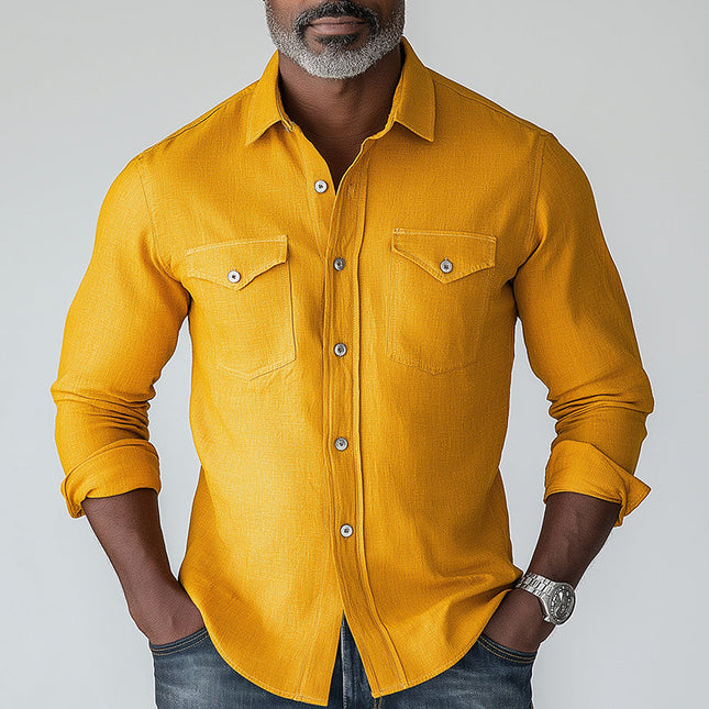 Men's Long-Sleeved Shirt | Summer Fashion | Natural Cotton Linen | Comfortable Breathable Fabric | Casual Semi-Formal | Lightweight Eco-Friendly | Classic Style