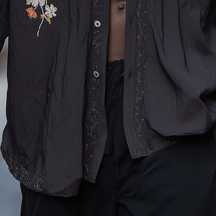Men's Vintage Embroidered Long Sleeve Shirt | Summer Fashion | Breathable Fabric | Easy Care | Classic Elegance