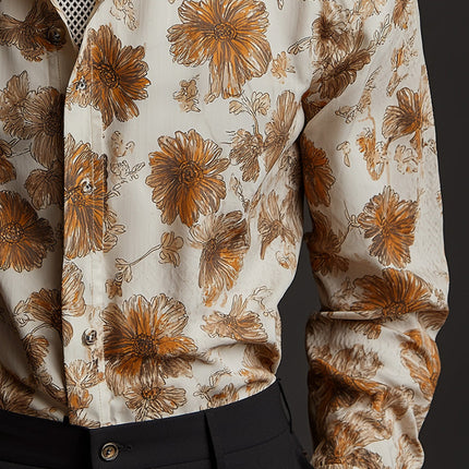 Men's Retro Cotton Linen Long Sleeve Shirt | Summer Fashion | Lightweight Breathable Fabric | Unique Printed Design | Casual & Elegant | Versatile for Any Occasion