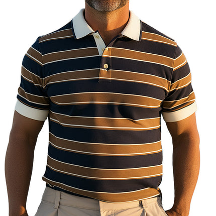 Men's Retro Knitted Short Sleeve Polo Shirt | Summer Fashion | Vintage Design | Breathable Fabric | Casual & Semi-Formal Style | Classic Polo Collar | Intricate Knit Patterns | Versatile Wardrobe Essential