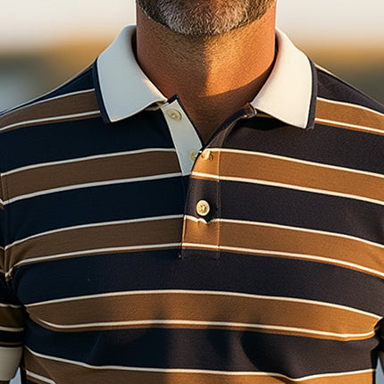 Men's Retro Knitted Short Sleeve Polo Shirt | Summer Fashion | Vintage Design | Breathable Fabric | Casual & Semi-Formal Style | Classic Polo Collar | Intricate Knit Patterns | Versatile Wardrobe Essential