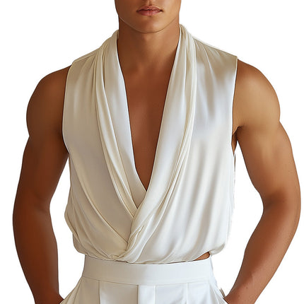 Men's Silk Tank Top | Retro Summer Fashion | Classic Tailored Fit | Luxurious Breathable Silk | Stylish Versatile Design | Ideal for Warm Weather | High-Grade Silk for Comfort | Perfect for Sophisticated Casual Outfits