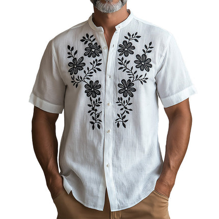 Men's Short Sleeve Shirt | Summer Fashion | Comfortable & Breathable | Embroidered Design | Lightweight Casual Dress Shirt | Relaxed Fit | Stylish Summer Wardrobe Essential