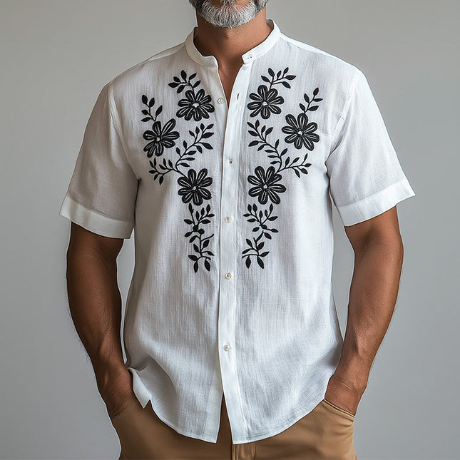 Men's Short Sleeve Shirt | Summer Fashion | Comfortable & Breathable | Embroidered Design | Lightweight Casual Dress Shirt | Relaxed Fit | Stylish Summer Wardrobe Essential