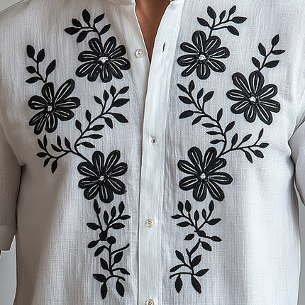 Men's Short Sleeve Shirt | Summer Fashion | Comfortable & Breathable | Embroidered Design | Lightweight Casual Dress Shirt | Relaxed Fit | Stylish Summer Wardrobe Essential