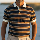 Men's Retro Knitted Short Sleeve Polo Shirt | Summer Fashion | Vintage Design | Breathable Fabric | Casual & Semi-Formal Style | Classic Polo Collar | Intricate Knit Patterns | Versatile Wardrobe Essential