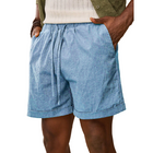 Men's Elastic Waist Loose Fit Shorts | Cotton Blend Drawstring | Casual Lightweight Summer Wear | Breathable Moisture-Wicking Fabric | Functional Pockets | Easy Care Machine Washable | Versatile Styling Options