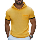 Men's Contrast Color Knit Hooded Sweater | Soft Slim Fit Short Sleeve | Casual Patch Pocket Top | Stylish Knitwear for Versatile Outfits | Comfortable Casual Sweater for Men