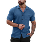 Men's Short Sleeve Shirt | Casual Cotton Blend | Pleated Lapel | Patch Pocket | Slim Fit | Breathable & Stylish | Versatile Fashion | Ideal for Warm Weather Events | Available in Multiple Sizes