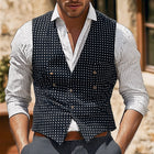 Men's Slim Fit Vest | Polka Dot Pattern | V-Neck Design | Button-Front Closure | Tailored Outerwear | Durable Fabric | Sizes S-3XL | Perfect for Formal and Smart-Casual Occasions | Versatile Stylish Option
