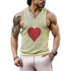 Men's Heart Pattern Tank Top | Jacquard Knit | Crew Neck Sleeveless | Fashionable Casual Wear | Ideal for Layering | Playful Heart Design | High-Quality Fabric | Versatile Style