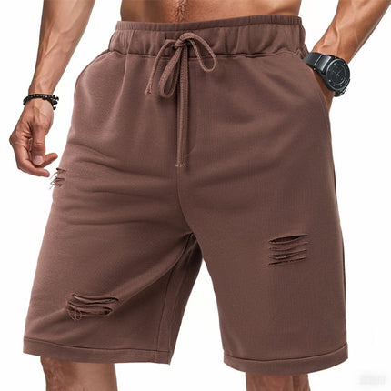 Men's Ripped Solid Color Sports Shorts | Casual Style | Premium Breathable Fabric | Versatile Color | Modern Design | Comfortable Fit
