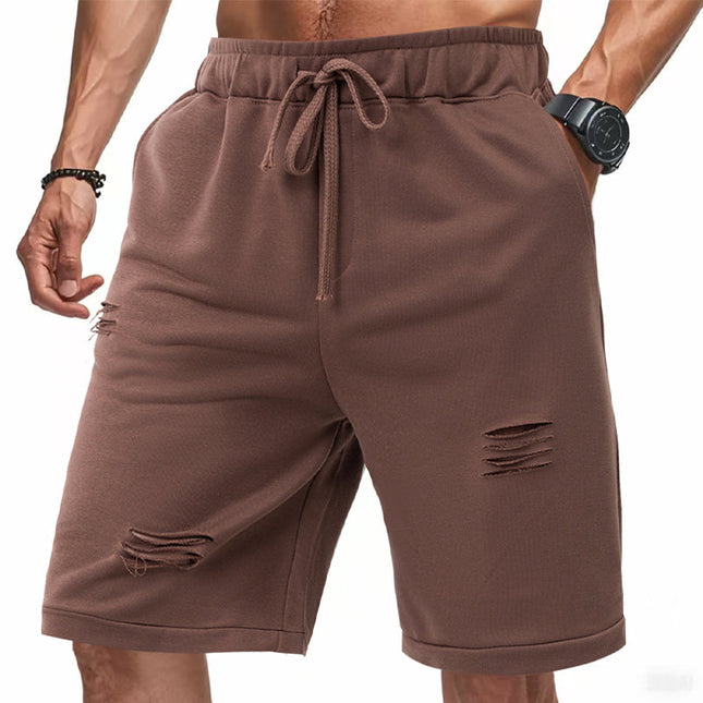 Men's Ripped Solid Color Sports Shorts | Casual Style | Premium Breathable Fabric | Versatile Color | Modern Design | Comfortable Fit