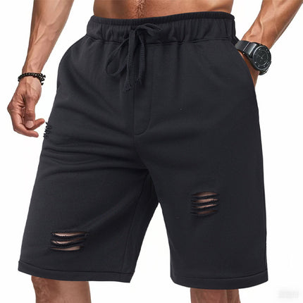 Men's Ripped Solid Color Sports Shorts | Casual Style | Premium Breathable Fabric | Versatile Color | Modern Design | Comfortable Fit