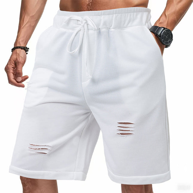 Men's Ripped Solid Color Sports Shorts | Casual Style | Premium Breathable Fabric | Versatile Color | Modern Design | Comfortable Fit