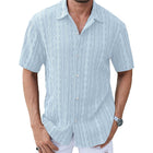 Men's Short Sleeve Lace Lapel Shirt | Solid Color | Elegant Design | Breathable Fabric | Classic Lapel Collar | Versatile Styling | Sophisticated Fashion | Casual & Semi-Formal Wear