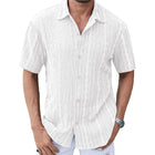 Men's Short Sleeve Lace Lapel Shirt | Solid Color | Elegant Design | Breathable Fabric | Classic Lapel Collar | Versatile Styling | Sophisticated Fashion | Casual & Semi-Formal Wear