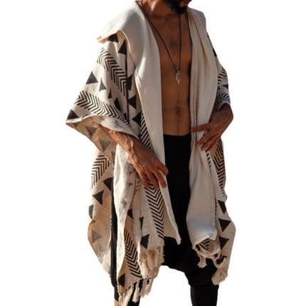 Summer Men's Hooded Cape Shirt | Casual Vacation Top | Lightweight & Breathable | Relaxed Fit | S-3XL | Ideal for Beach Outings & City Exploration | Trendy Cape-Style Silhouette | Comfortable Summer Wear