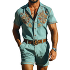 Men's Summer Retro Tencel Denim Jumpsuit | Casual Western Style | Embroidered Details | Breathable Lightweight Fabric | Soft and Eco-Friendly | No Belt Included | Ideal for Warm Weather | Stylish All-in-One Outfit