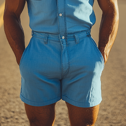 Men's Retro Tencel Denim Jumpsuit | Summer Fashion | Casual Lightweight One-Piece | Premium Breathable Fabric | Vintage Utility Design | Comfortable | Versatile Styling | Durable | Men's Clothing
