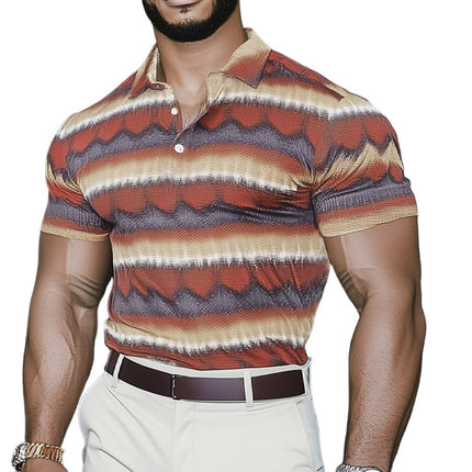Men's Slim Fit Polo Shirt | Brightly Printed | Vibrant Summer Style | Short Sleeve | Lightweight Fabric | Traditional Collar | Comfortable Casual Wear | Eye-Catching Fashion | Sizes S-3XL