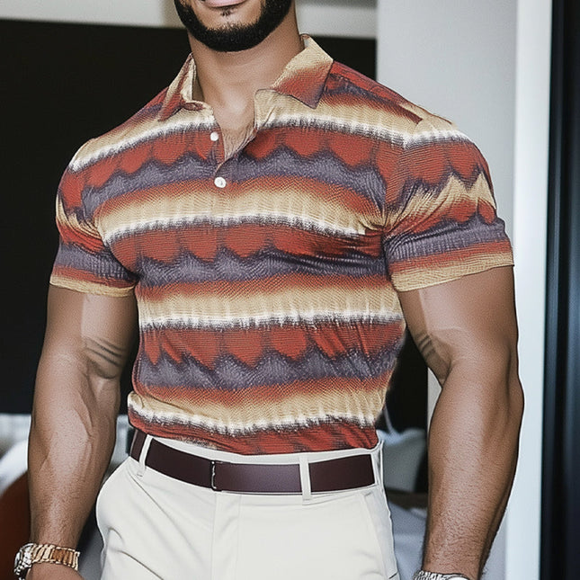 Men's Slim Fit Polo Shirt | Brightly Printed | Vibrant Summer Style | Short Sleeve | Lightweight Fabric | Traditional Collar | Comfortable Casual Wear | Eye-Catching Fashion | Sizes S-3XL