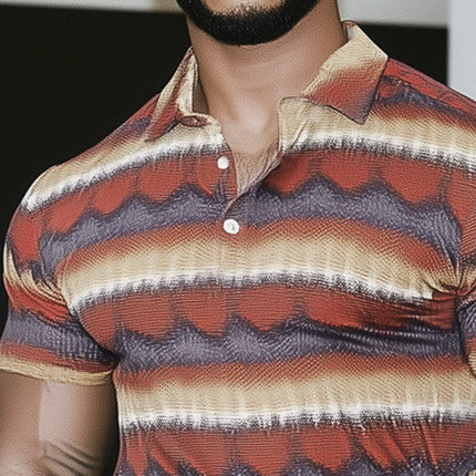 Men's Slim Fit Polo Shirt | Brightly Printed | Vibrant Summer Style | Short Sleeve | Lightweight Fabric | Traditional Collar | Comfortable Casual Wear | Eye-Catching Fashion | Sizes S-3XL