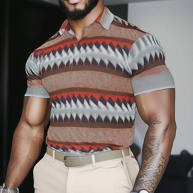Men's Slim Fit Polo Shirt | Brightly Printed | Vibrant Summer Style | Short Sleeve | Lightweight Fabric | Classic Three-Button Collar | Comfortable Breathable Design | S-3XL Sizes Available