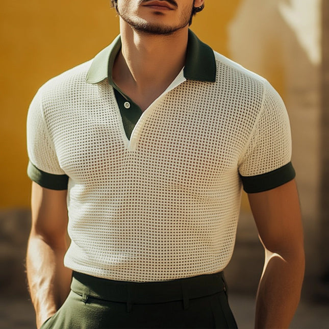Men's Polo Shirt | Summer Colorblock Plaid Design | Short Sleeve | Breathable Cotton Polyester Blend | Casual & Semi-Formal Wear | S-3XL | Classic & Modern Style