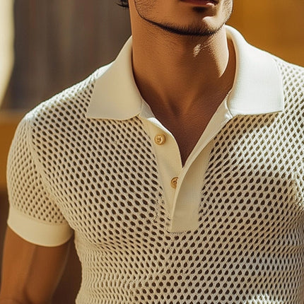 Men's Breathable Mesh Polo Collar T-Shirt | Summer Short Sleeve Casual Sport Tee | Quick Dry Moisture Wicking | Sizes S-3XL | Versatile Fashionable Design
